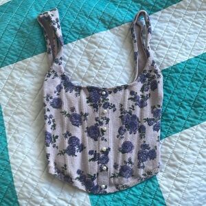 Guizio Knitted Corset In Lavender Floral